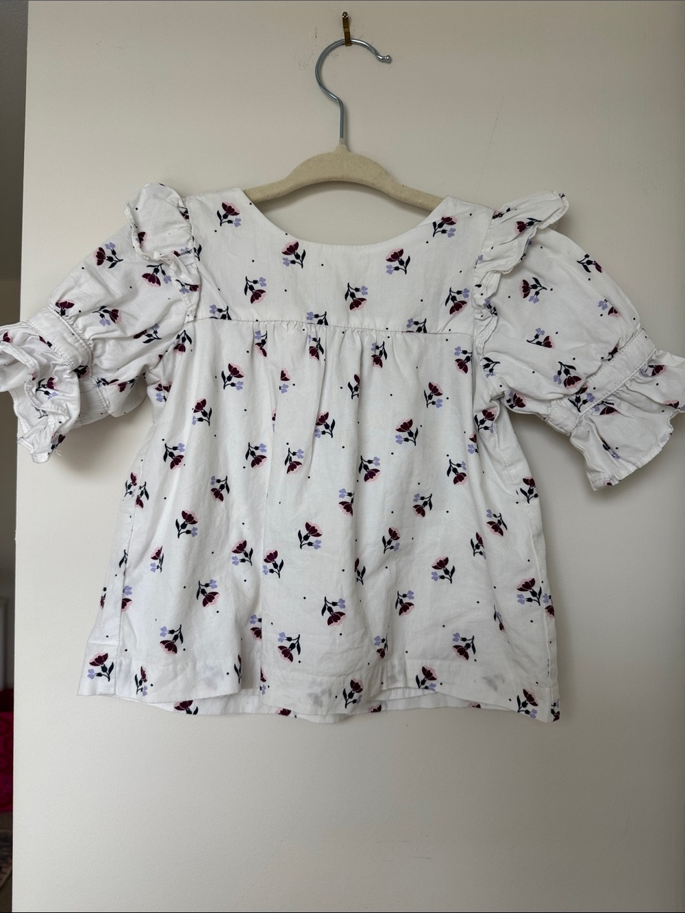 Janie and Jack White Floral Ruffle-Sleeve Top